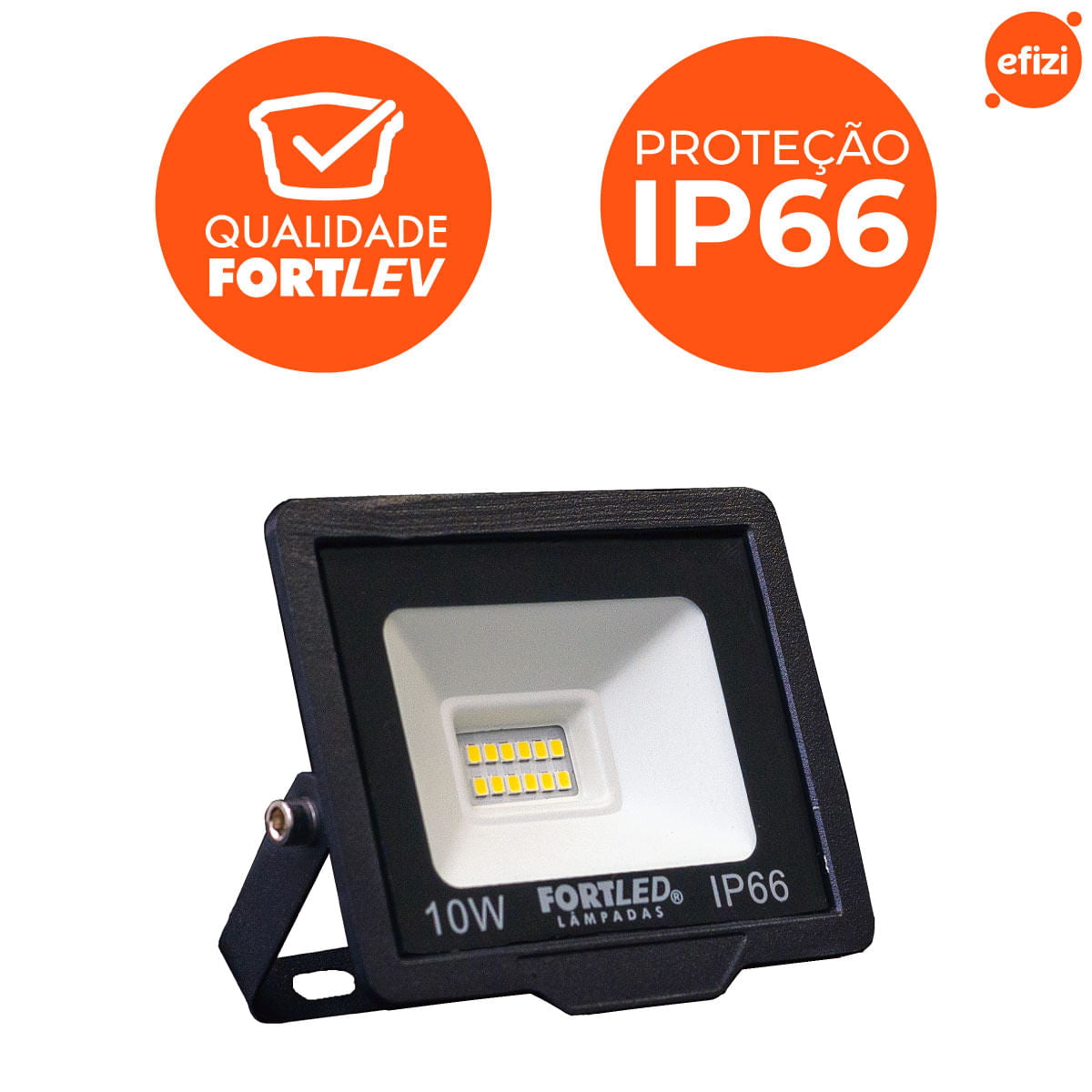 Refletor Slim 10W Luz Amarela 3000K Fortled