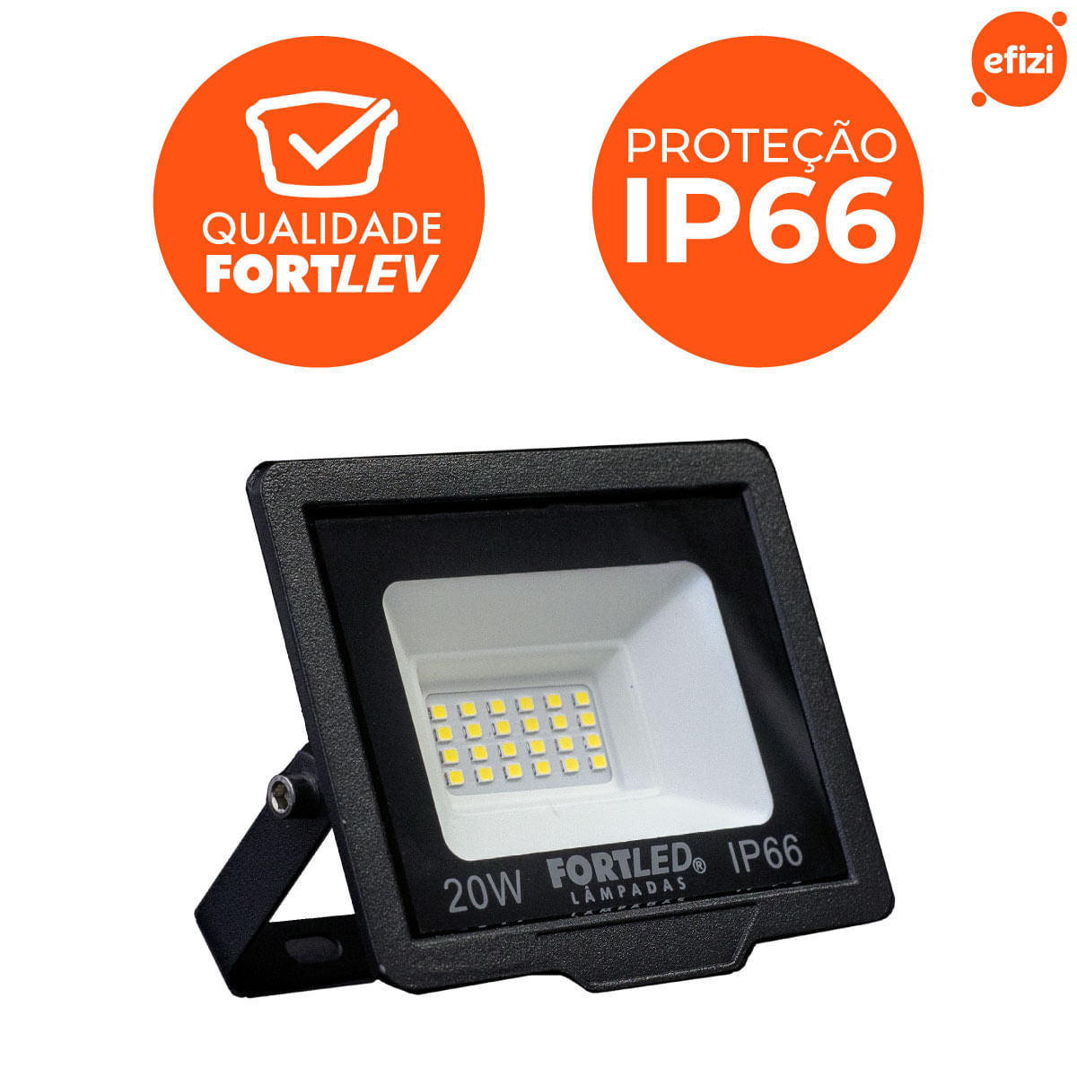 Refletor Slim 20W Luz Amarela 3000K Fortled