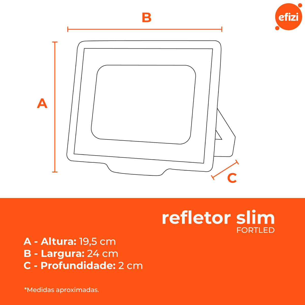 Refletor Slim 300W Luz Branca 6500k Fortled