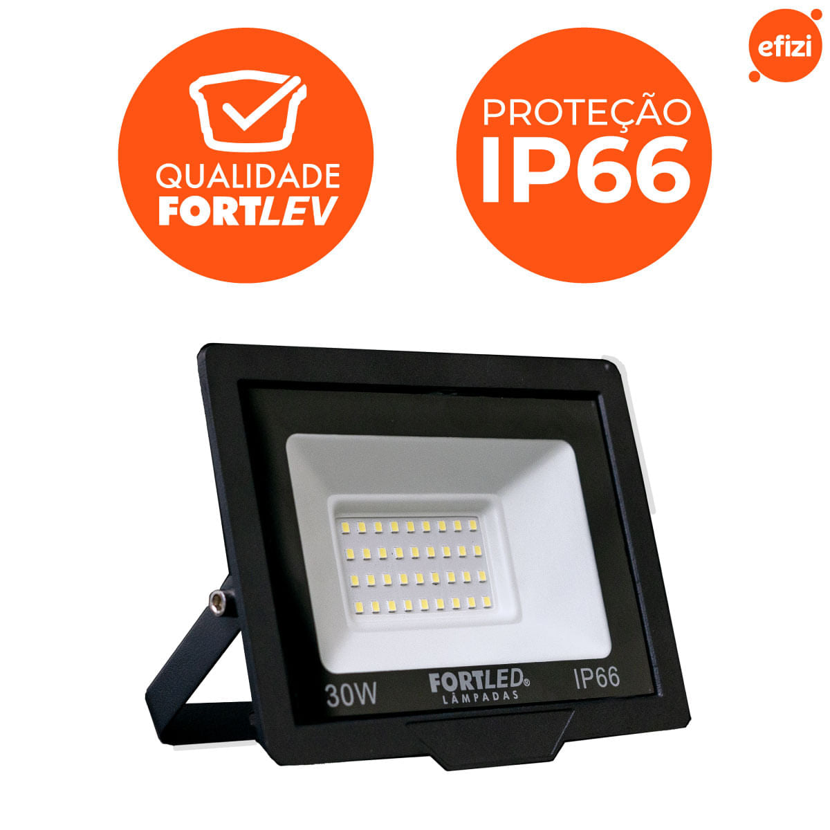 Refletor Slim 30W Luz Amarela 3000K Fortled