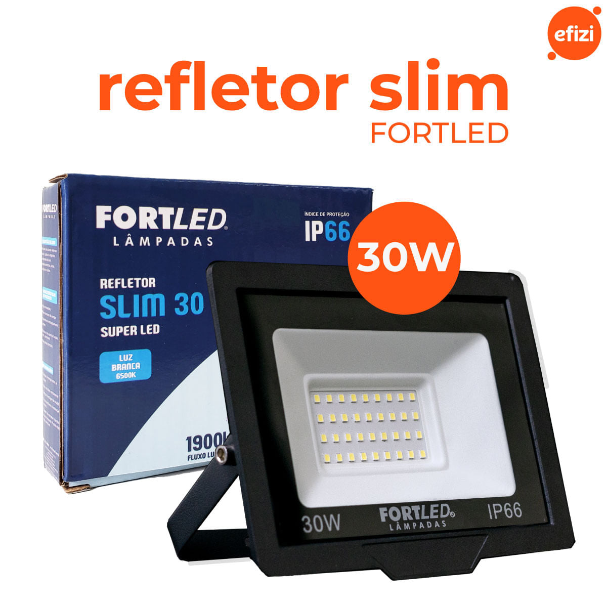 Refletor Slim 30W Luz Branca 6500k Fortled