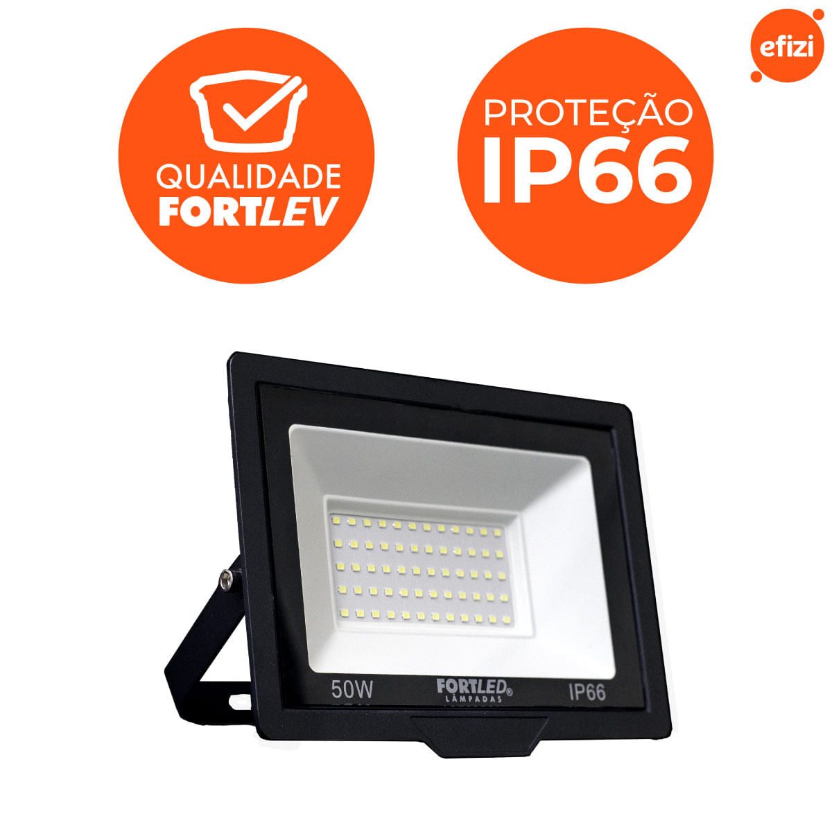 Refletor Slim 50W Luz Branca 6500k Fortled