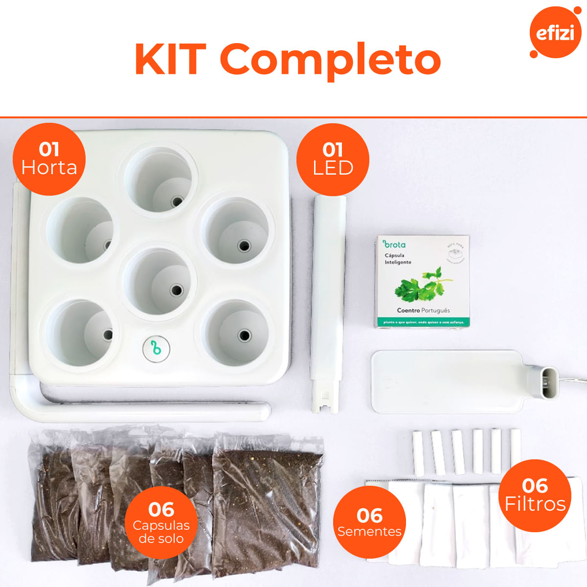 Vaso Horta Autoirrigavel Inteligente com LED Branco Brota
