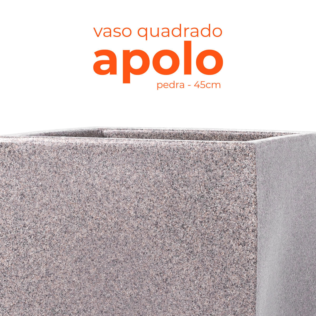Vaso Quadrado Apolo Pedra 45 Terrano