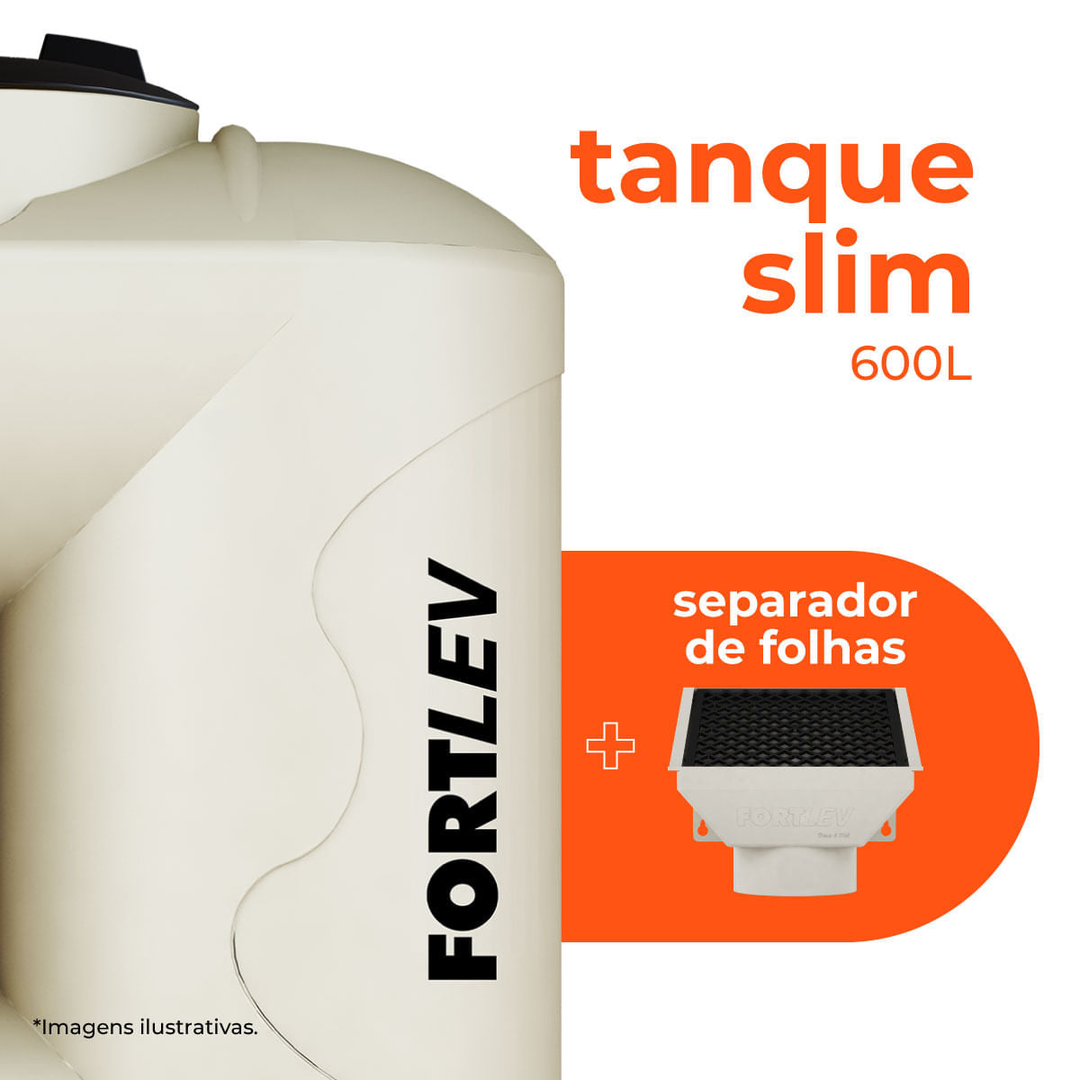 Tanque Slim 600L Bege e Separador de Folhas Fortlev