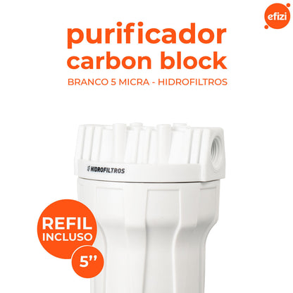 Filtro Cavalete Clor 5" Carvão Ativado Branco Hidrofiltros