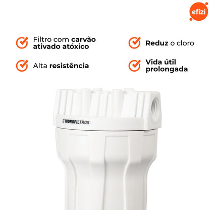 Filtro Cavalete Clor 5" Carvão Ativado Branco Hidrofiltros