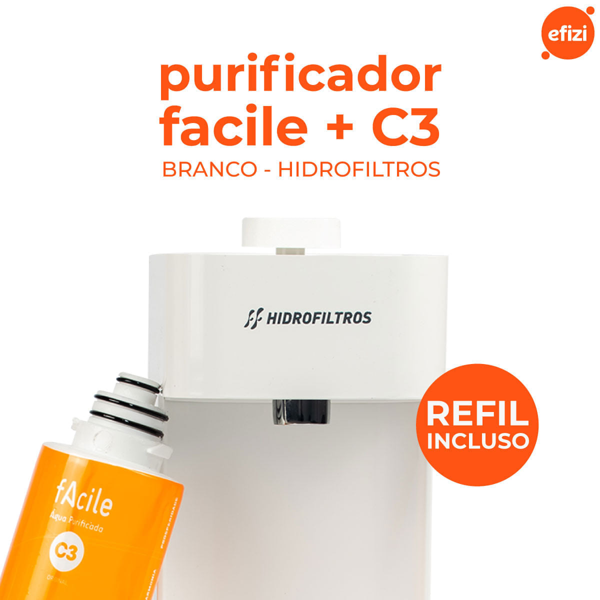 Purificador Facile C3 Branco Com Carvão Ativado Hidrofiltros