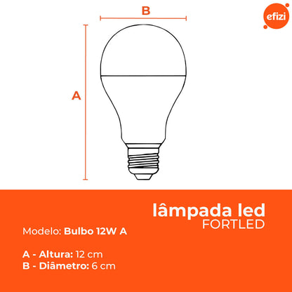 Kit C/ 30 Lampadas Led Bulbo 12W Fortled