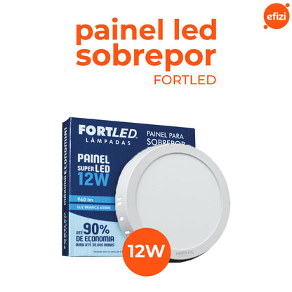 Painel Led Sobrepor 12W Redondo Fortled