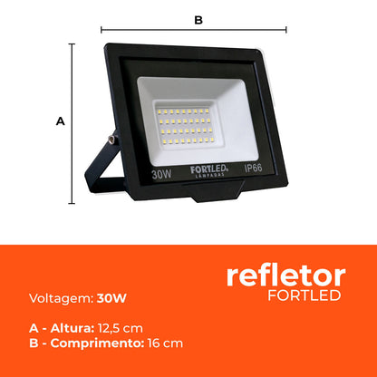 Kit 10 Refletores de Led 30W Fortled