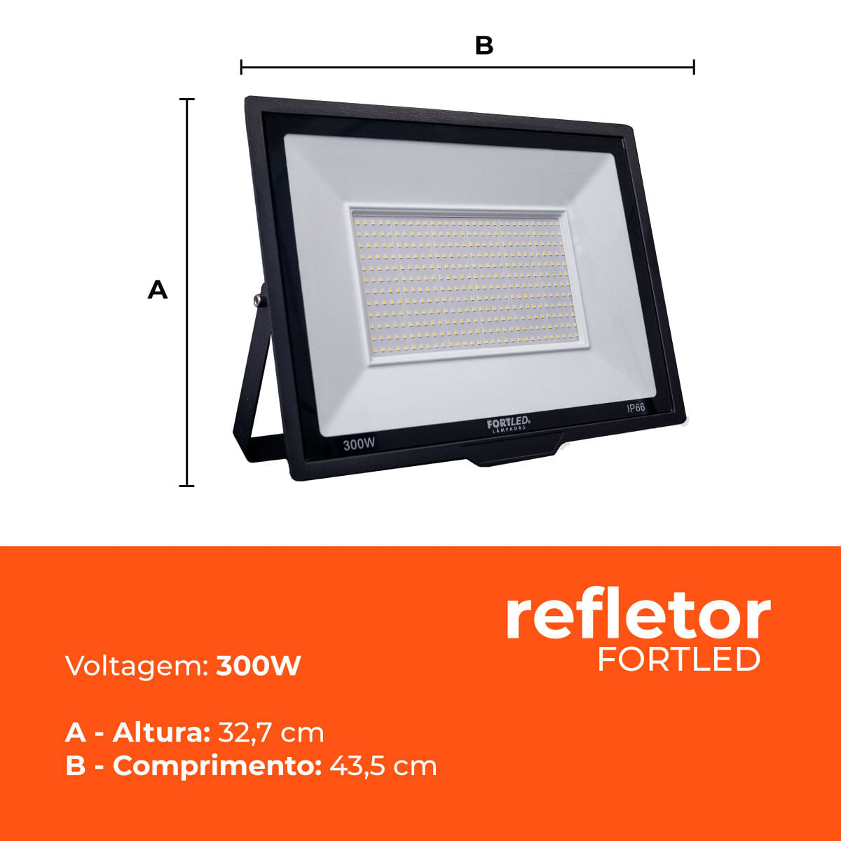 Kit 5 Refletores de Led  300W Fortled