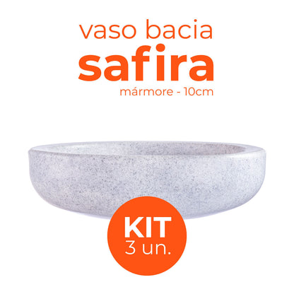 Kit 3 Vasos Bacia Safira Mármore 10 Terrano