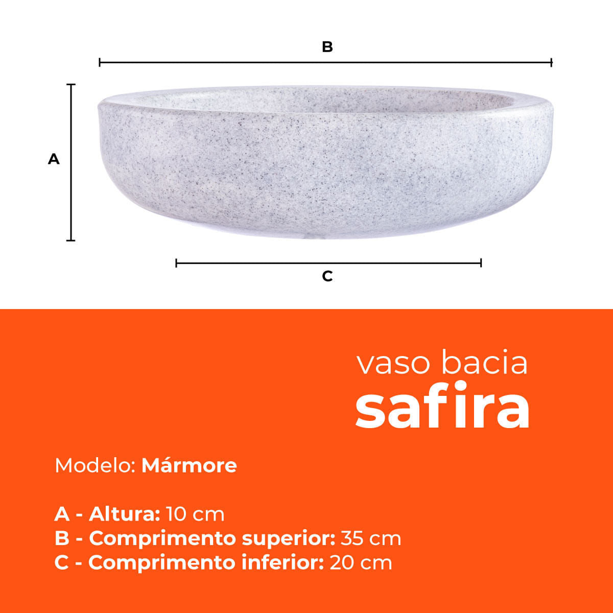 Kit 3 Vasos Bacia Safira Mármore 10 Terrano