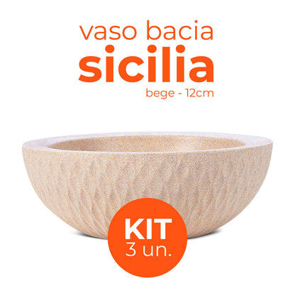 Kit 3 Vasos Bacia Sicilia Bege 12 Terrano