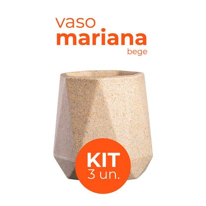 Kit 3 Vasos Mariana Bege Terrano