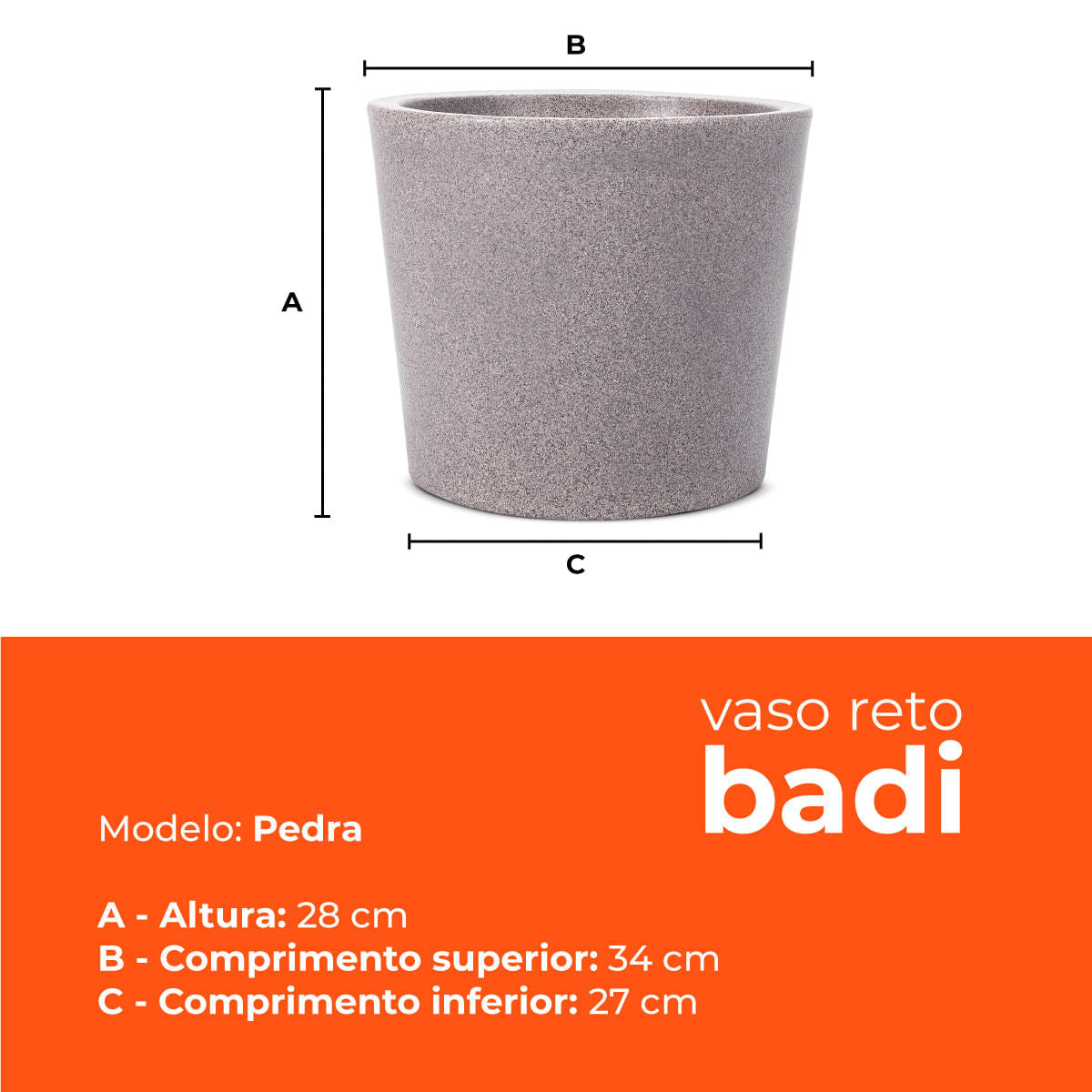 Kit 3 Vasos Badi Pedra 28 Terrano