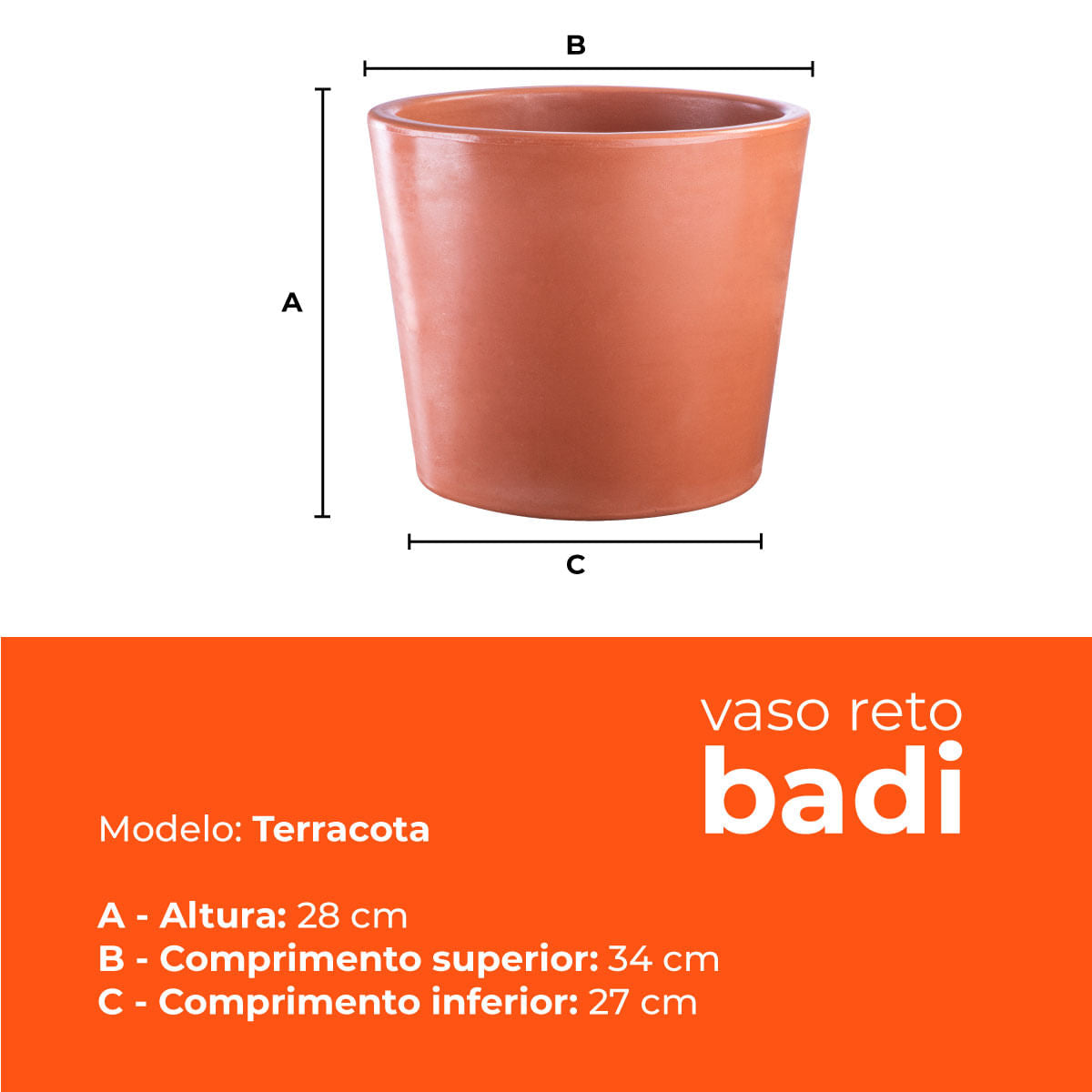 Kit 3 Vasos Badi Terracota 28 Terrano