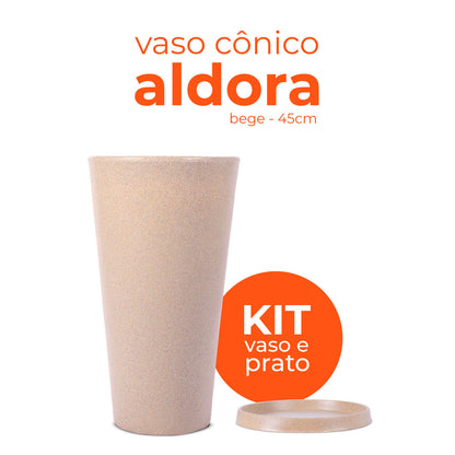 Kit Vaso e Prato Aldora Bege 45 Terrano