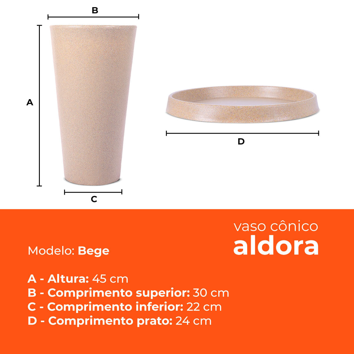 Kit Vaso e Prato Aldora Bege 45 Terrano