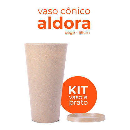 Kit Vaso e Prato Aldora Bege 66 Terrano