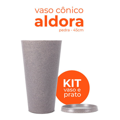 Kit Vaso e Prato Aldora Pedra 45 Terrano