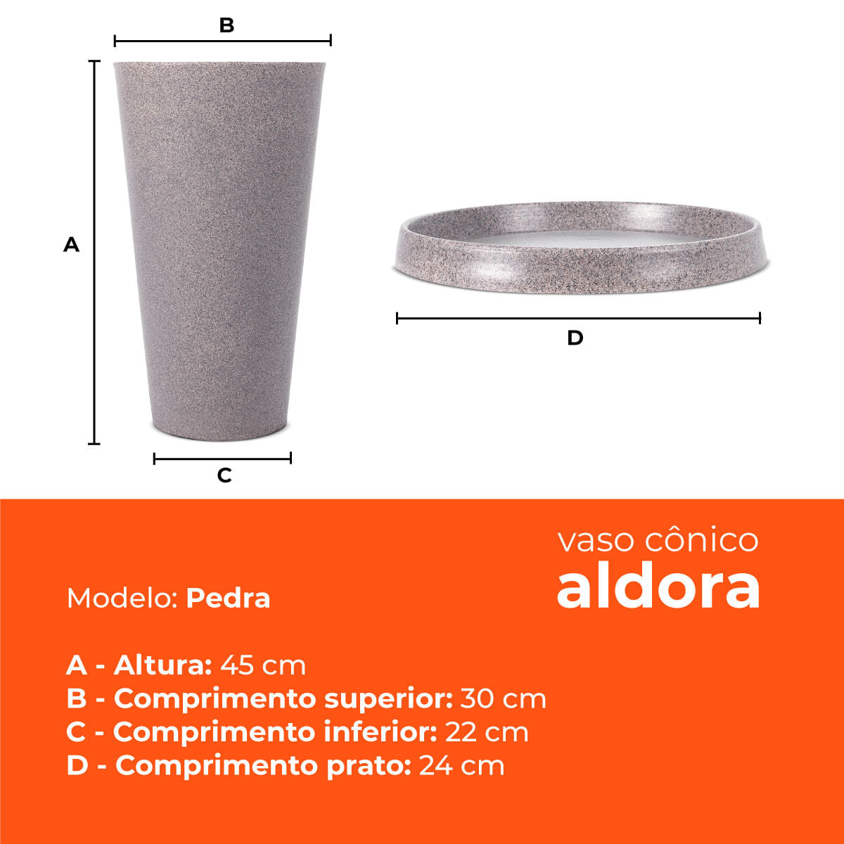 Kit Vaso e Prato Aldora Pedra 45 Terrano