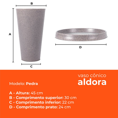 Kit Vaso e Prato Aldora Pedra 45 Terrano