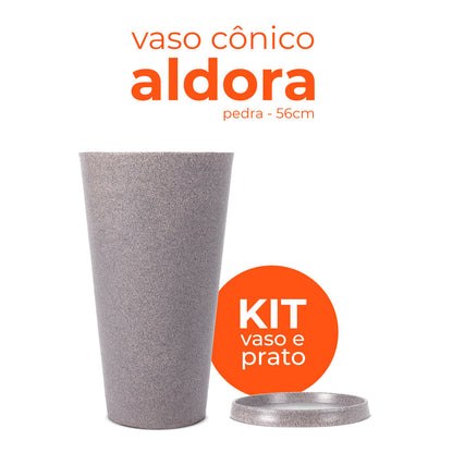 Kit Vaso e Prato Aldora Pedra 56 Terrano