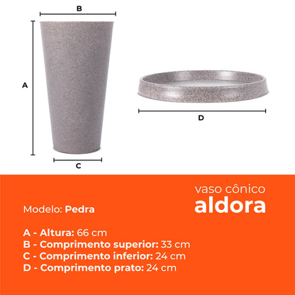 Kit Vaso e Prato Aldora Pedra 66 Terrano