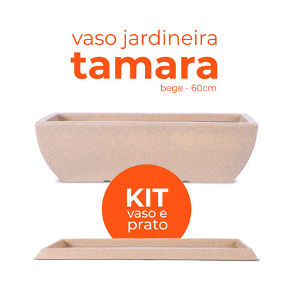 Kit Vaso e Prato Jardineira Tamara Bege 60 Terrano