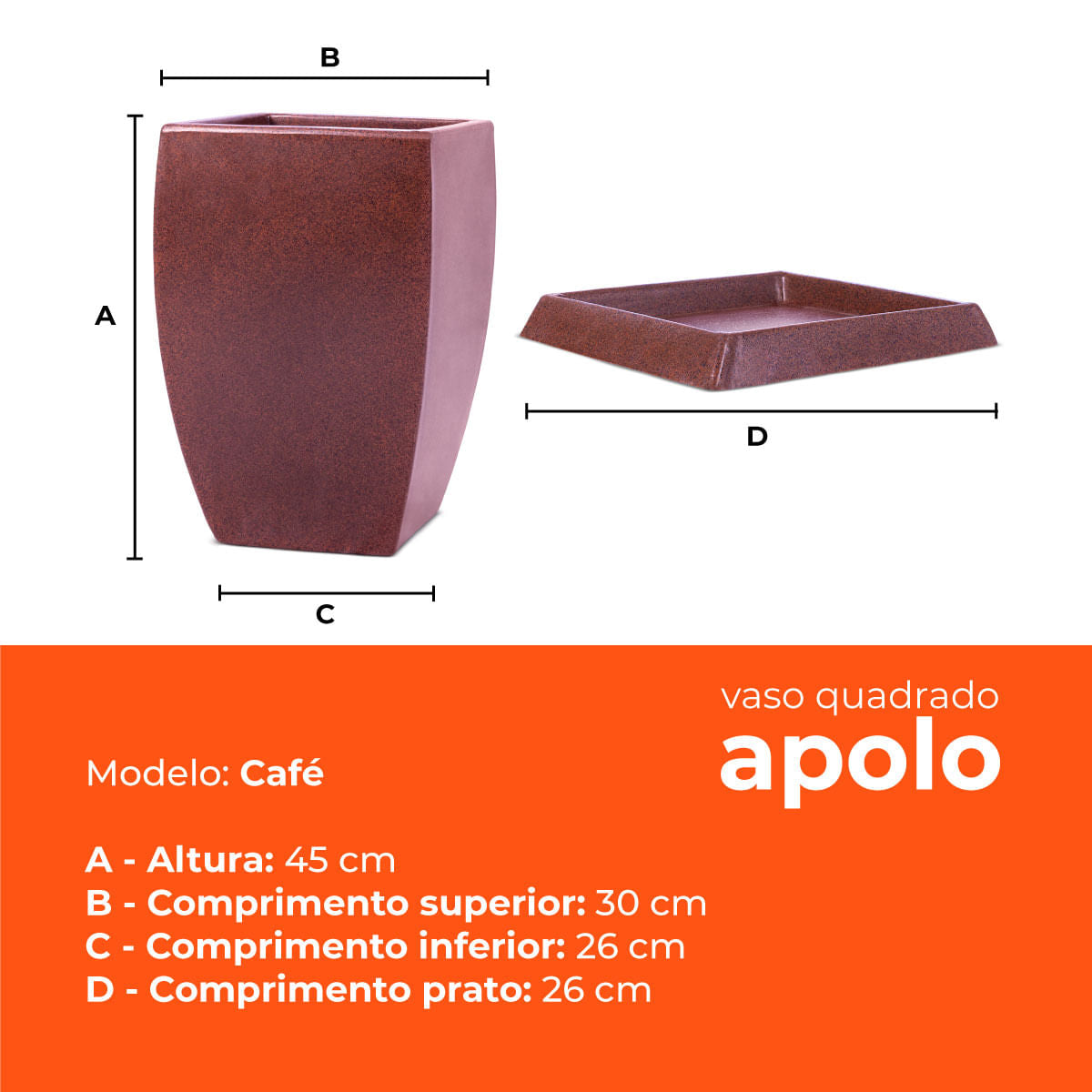 Kit Vaso e Prato Quadrado Apolo Café 45 Terrano