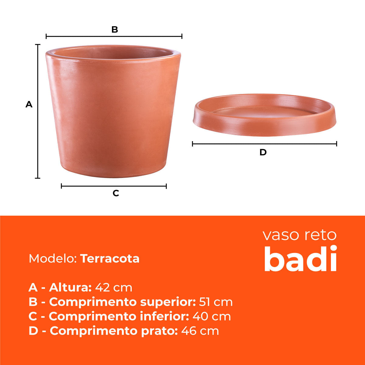 Kit Vaso e Prato Badi Terracota 42 Terrano