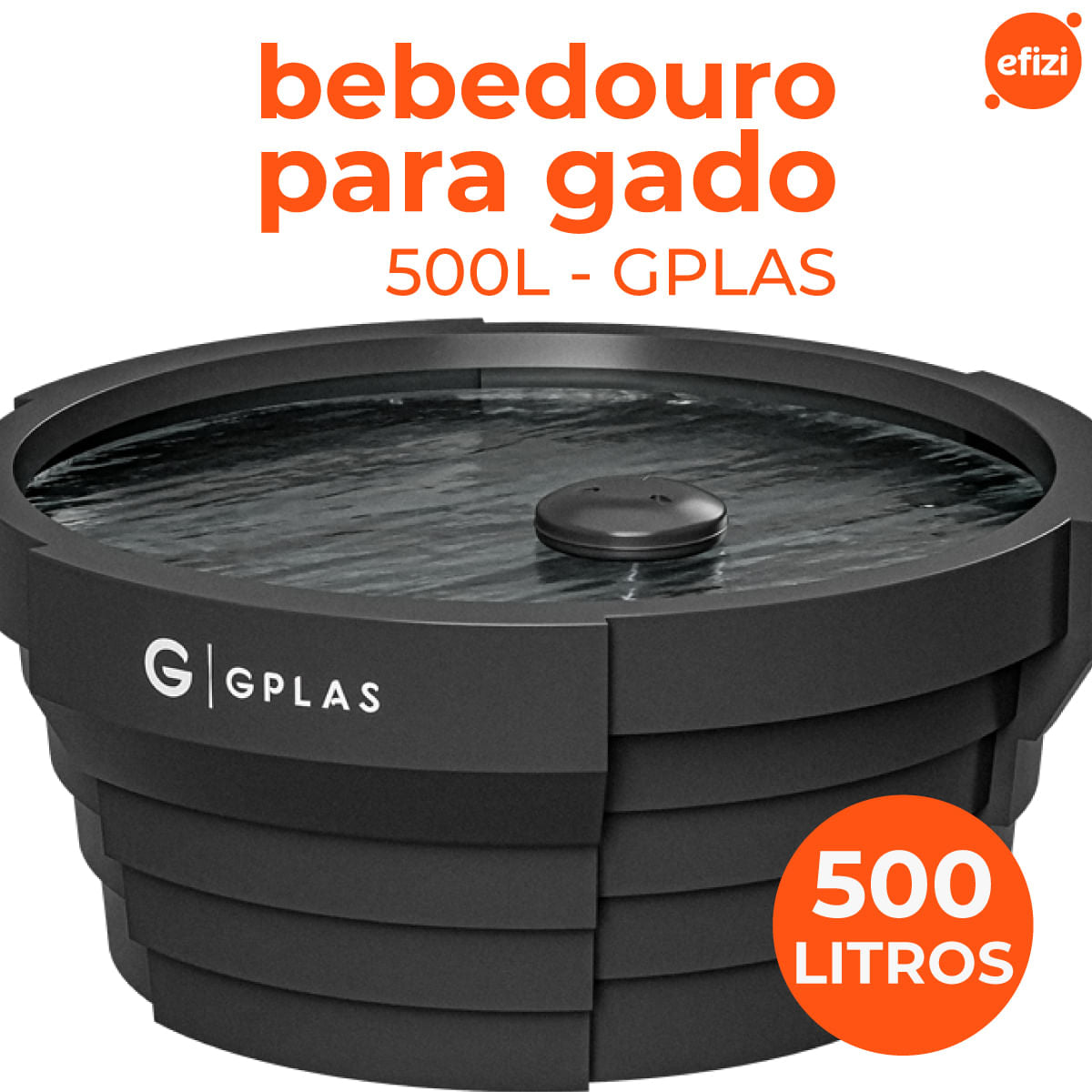 Bebedouro para Gado 500 litros Preto Gplas