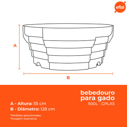 Bebedouro para Gado 500 litros Preto Gplas