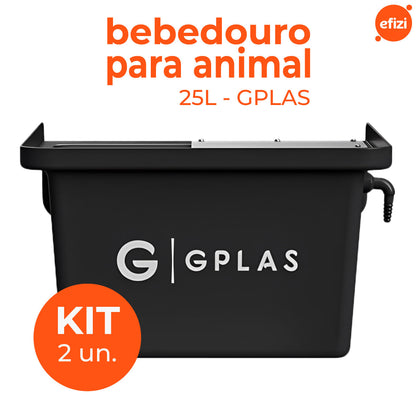 Kit 2 Bebedouros para Animais 25L Preto Gplas