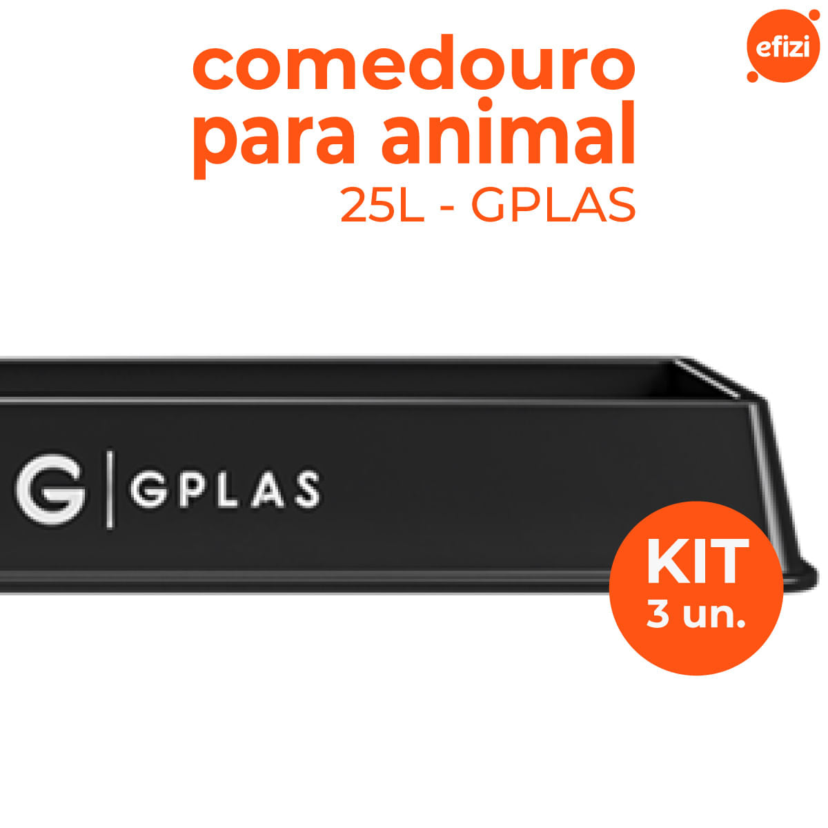 Kit 3 Comedouros para Animais 25L Preto Gplas