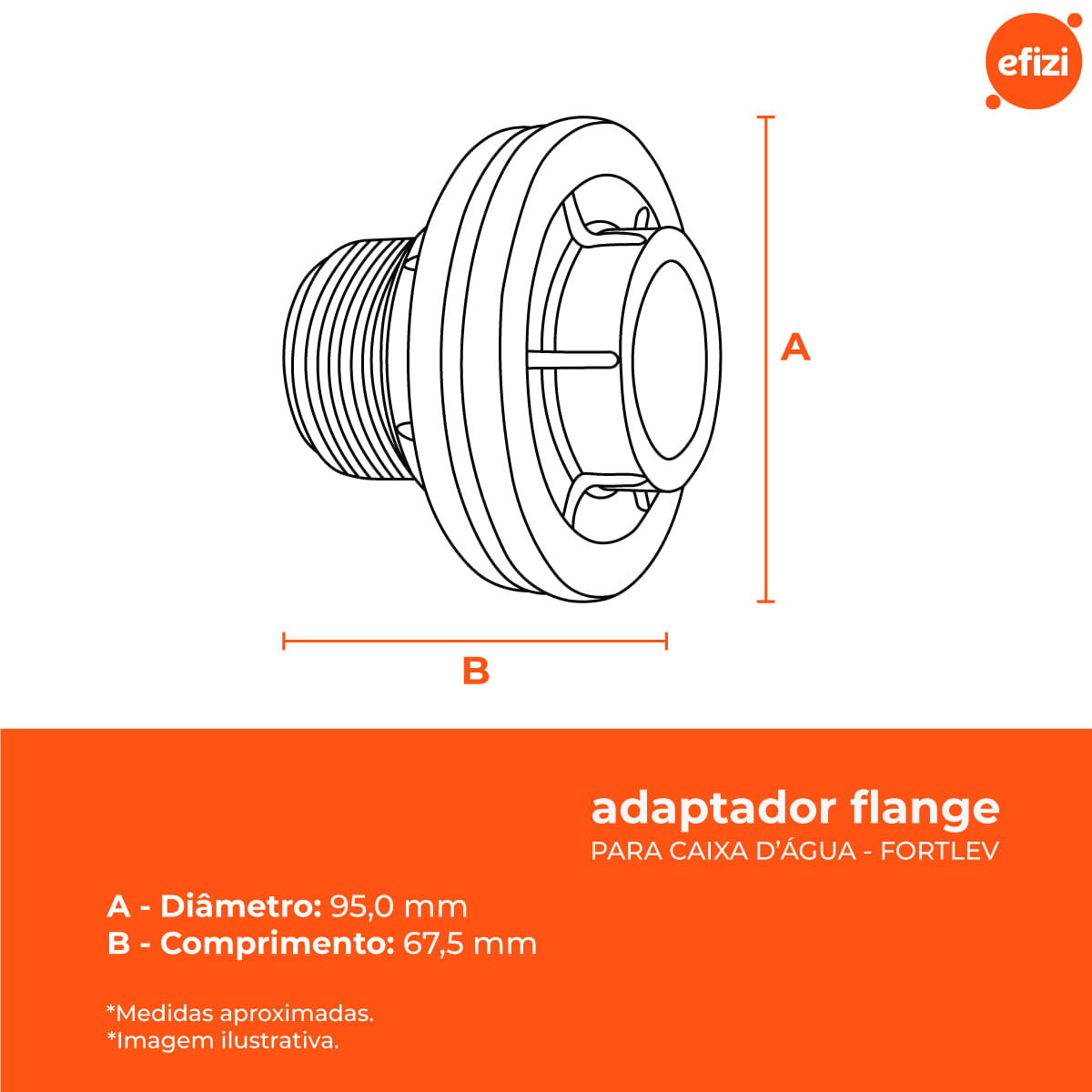 Adaptador Flange Caixa d'Água 50X1.1/2 Fortlev