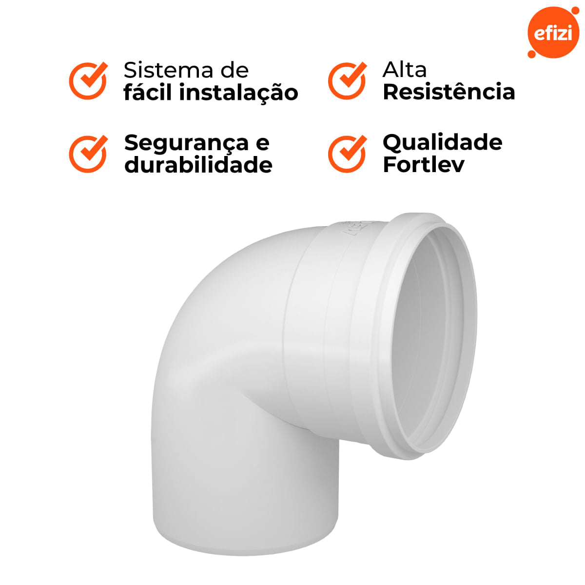 Kit Joelho Esgoto 90 50mm Fortlev 25 Unidades