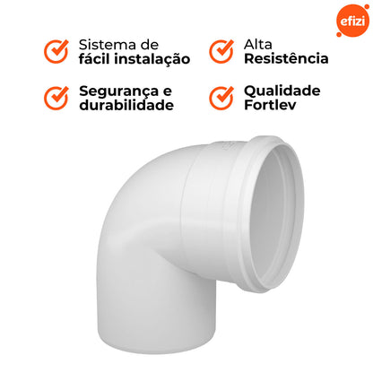 Kit Joelho Esgoto 90 50mm Fortlev 25 Unidades