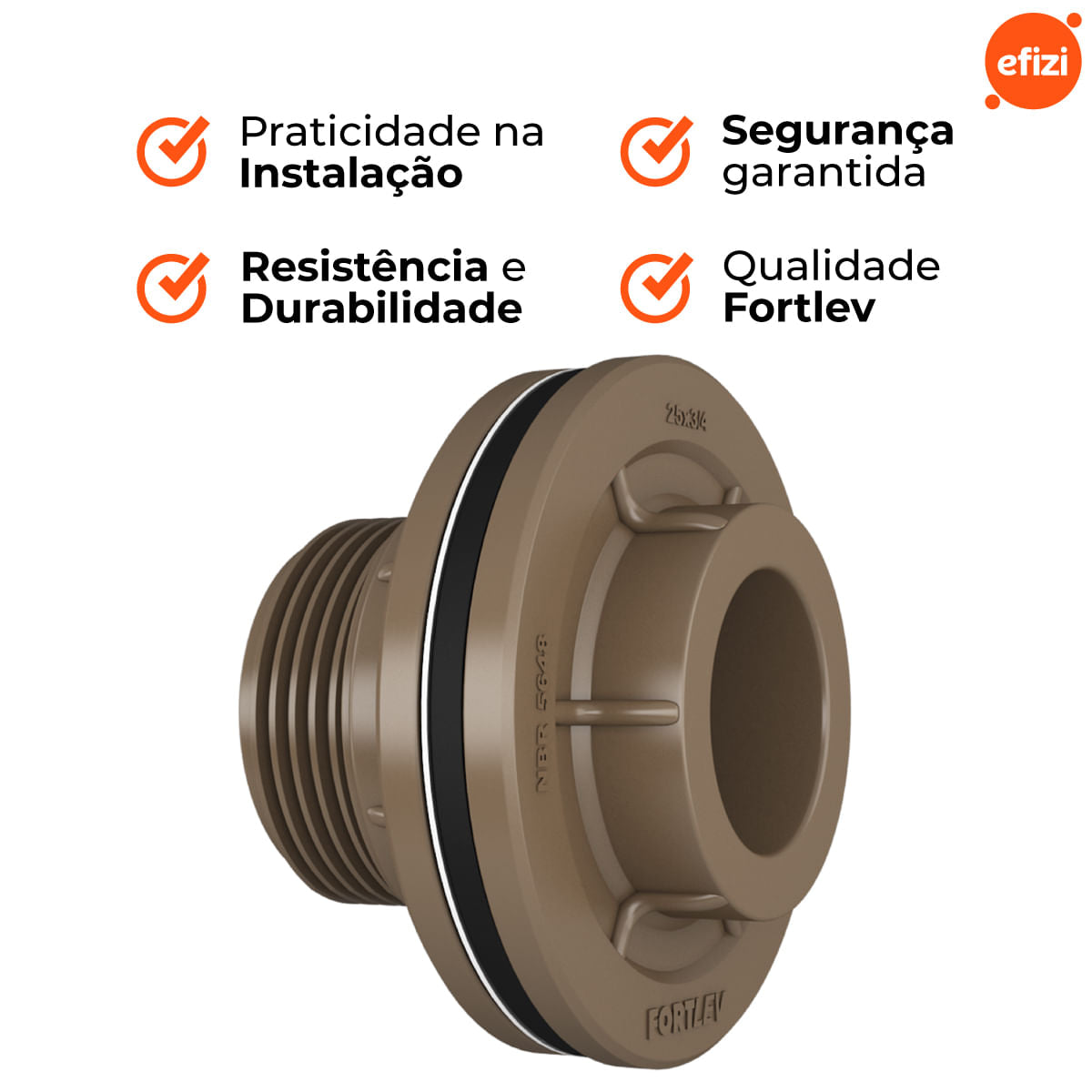 Kit Adaptador Flange 25x3/4 Fortlev 10 Unidades