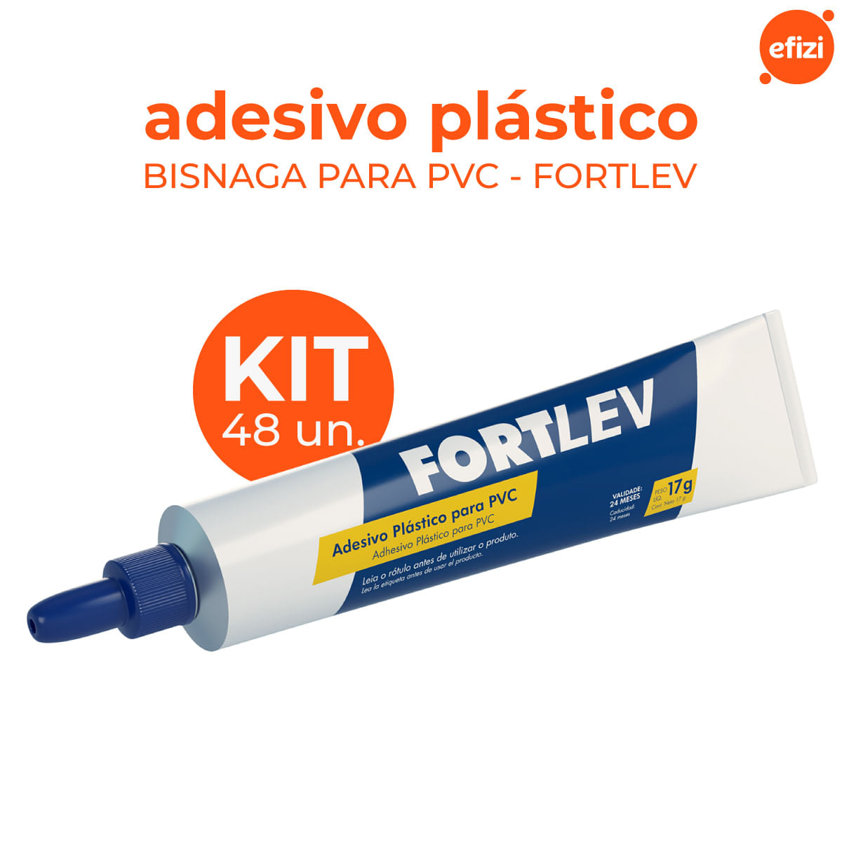 Kit Adesivo Plástico PVC Fortlev 48 Unidades