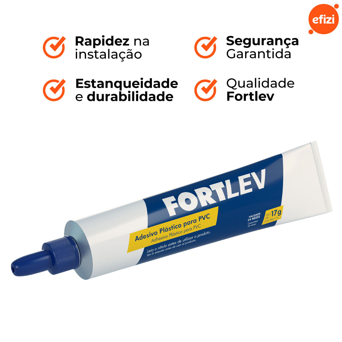 Kit Adesivo Plástico PVC Fortlev 48 Unidades