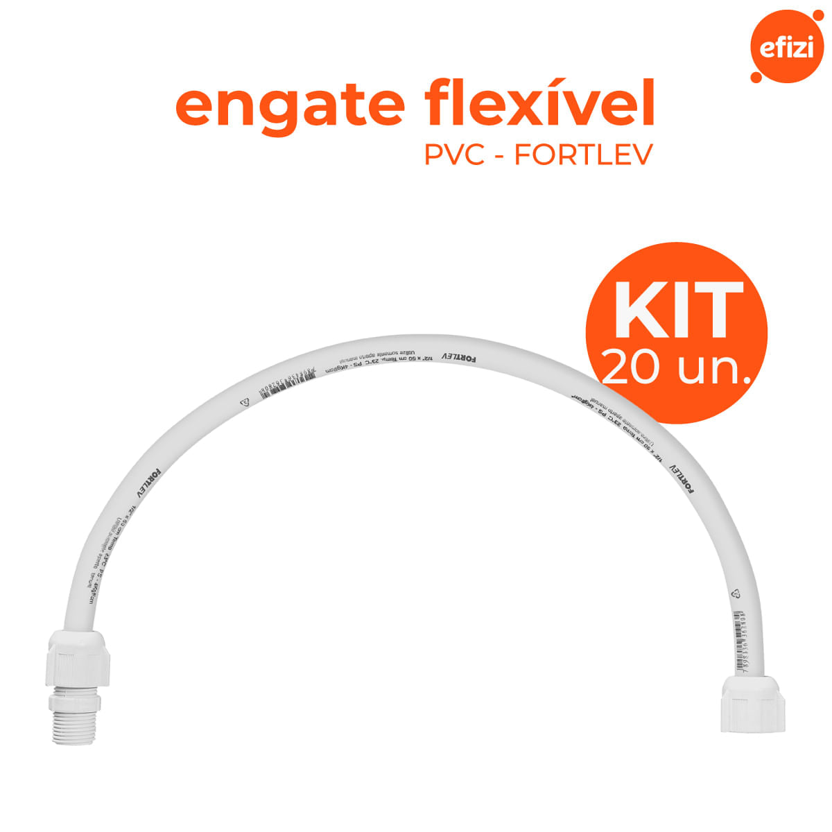 Kit Engate Flexível Pvc Fortlev 1/2 X 50cm 20 Unidades