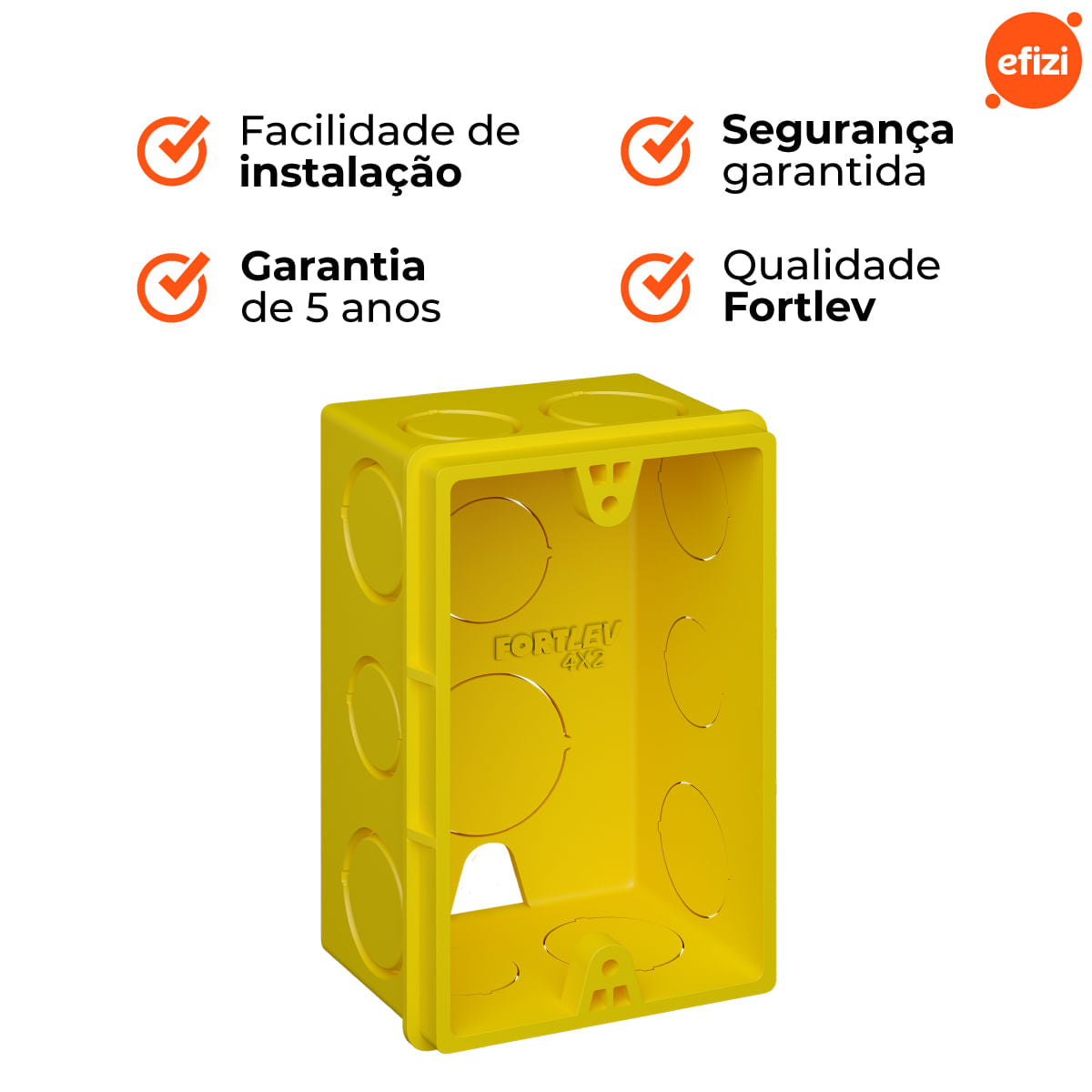 Caixa de Luz Retangular Fortlev  Reforçada