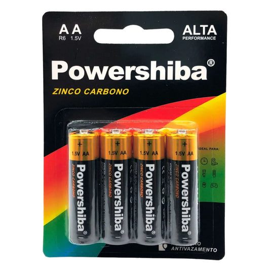 Pilha Zinco Carvão AA  4 unidades Powershiba