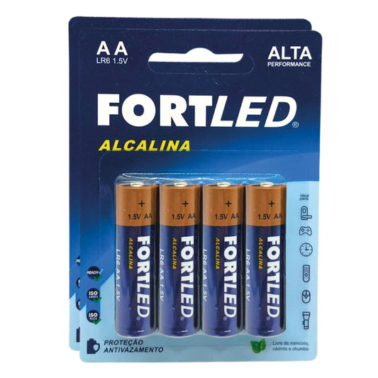 Pilha Alcalina AA 8 unidades Fortled