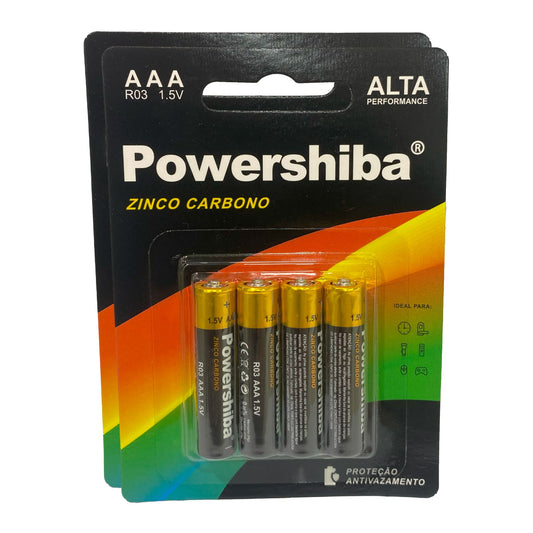 Pilha Zinco Carvão AAA 8 unidades Powershiba