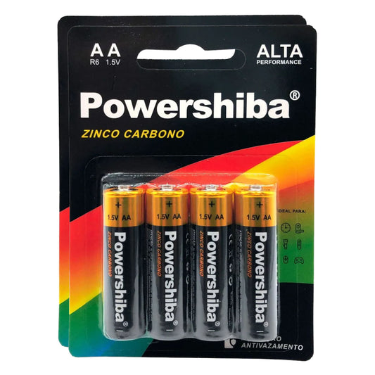 Pilha Zinco Carvão AA 8 unidades Powershiba