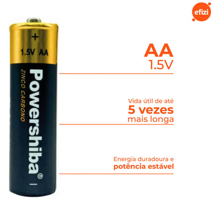 Pilha Zinco Carvão AA 8 unidades Powershiba